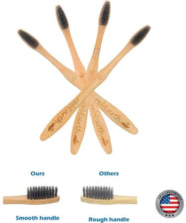 Bamboo Aesthetic Toothbrush Wood Set of 10 | Ultra Soft Bristles | Charcoal Infused | American Brand | Upgrade Hygiene & Reduce Waste | Earth Friendly - Buy Online on GoSupps.com