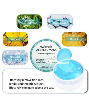 Hyaluronic Acid Eye Patches - 60PCS Moisturizing Gel Pads with Collagen for Dark Circles, Wrinkles, and Puffiness - Anti-Aging Eye Treatment for Men and Women - Buy Online on GoSupps.com