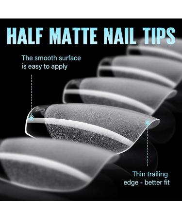 Tomicca Ballerina Short Nail Tips - 192 Pieces Pre-shaped Half Matte Gel & Acrylic Full Cover Tips 12 Sizes for Stunning Nail Art - Buy Online on GoSupps.com