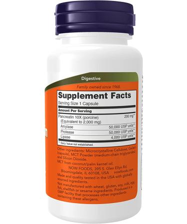 Now Foods Pancreatin 10X 200mg - 100 Capsules for Digestive Health - Buy Online on GoSupps.com