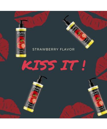 Organic Strawberry Sensual Massage Oil - 200ml Edible Premium Oil for Body Massages & Kissing - Perfect for Enjoyable Intimacy - Buy Online on GoSupps.com