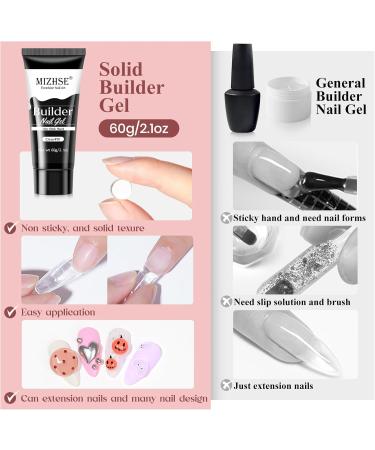 MIZHSE Nail Builder Gel Extension Clear Poly Nail Gel for Beginners 60g Non-Stick Hand Nail Extension Gel Nail Art Hard Gel 3D Modeling Salon UV Gel Home DIY Clean - Buy Online on GoSupps.com