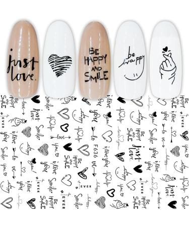 10 Sheets Geometry Nail Art Stickers Decals Self-Adhesive Black Heart Irregular Shaped Nail Supplies Nail Art Design Decoration Accessories - Buy Online on GoSupps.com