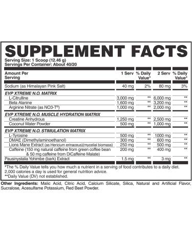 Evogen EVP Xtreme NO Pre-Workout | Arginine Nitrate, Beta-Alanine, Citrulline for Enhanced Nitric Oxide & Pumps | Raspberry Lemonade Flavor - Buy Online on GoSupps.com