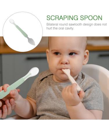 NUOBESTY Double Head Baby Silicone Food Spoon - Portable Mud Scraping Scraper for Babies - Green - Buy Online on GoSupps.com