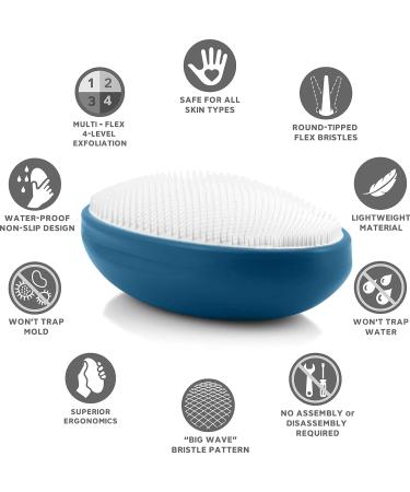 WIZKER Exfoliating Body Brush & Face Scrub - Prevents Razor Bumps, Dark Spots, and Irritation - Soft & Firm for Sensitive Skin - Waterproof Deep Blue - Buy Online on GoSupps.com