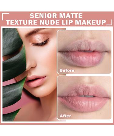 2PCS Nude Matte Lipstick Set - Velvety Smooth Non-Stick Cup Lip Stain & Lip Gloss - Perfect Makeup Gift for Women - 607 White Peach - Buy Online on GoSupps.com