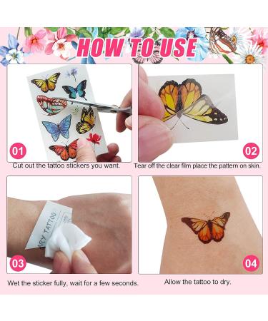 200Pcs Colorful Butterfly Temporary Tattoos for Kids/Women - Waterproof Stickers for Party Favors/Gifts/Decoration - Buy Online on GoSupps.com