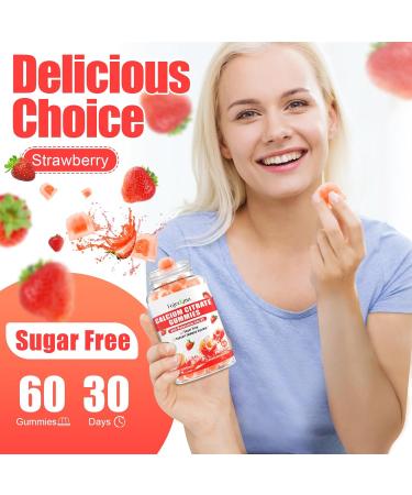Calcium Citrate Gummies for Women Men: 1200 Calcium Magnesium Zinc with Vitamin D3 B6 Supplement for Adult - Vegan High Absorption Chewable Gummy Energy Support Sugar Free(120Count) Strawberry 60 Count (Pack of 2) - Buy Online on GoSupps.com