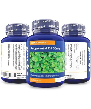 Peppermint Oil Capsules 50mg 180 Peppermint Capsules for Digestive Discomfort. UK Manufactured. - Buy Online on GoSupps.com