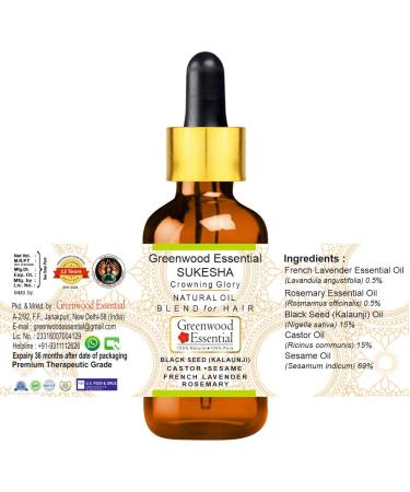 Sukesha Hair Oil - Healthy Strong & Thick Hair with Rosemary & Lavender | 100ml Natural Blend of Sesame Castor & Black Seed Oils - Buy Online on GoSupps.com