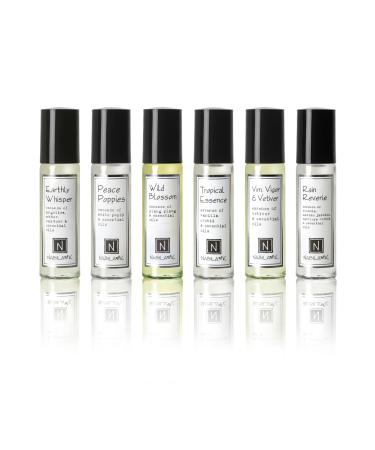 Roll-on Perfume (Set of 6) with Essential Oils Alcohol-Free All-Natural Organic Long-Lasting Fragrance - Travel-Size Perfume for Women - TSA Approved 0.33 oz / 10 ml Collection #2