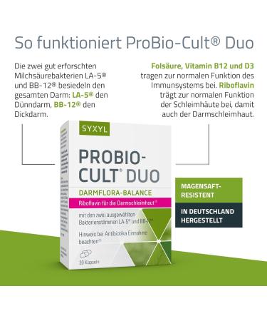 Syxyl probio -cult duo - nutritional supplement with riboflavin lactic acid bacteria & micronutrients to support intestinal flora & mucosa - 30 Capsules in Blister Pack - Buy Online on GoSupps.com