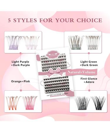 168 Pcs Colored Lash Clusters: Natural+Volume C-Mix | DIY Eyelash Extensions Kit with 2 Styles | Super Thin Band, Soft and Easy to Wear - Buy Online on GoSupps.com