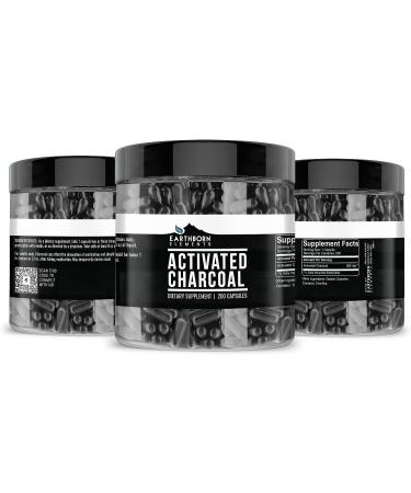 Earthborn Elements Activated Charcoal 200 Capsules - Pure, Undiluted, No Additives - Buy Online on GoSupps.com