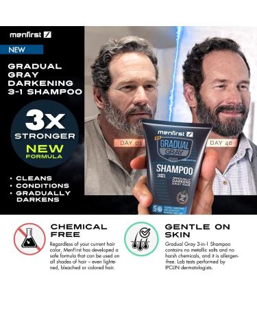 MENFIRST 3X Stronger Hair Darkening Shampoo for Men - Gradual Gray 3-in-1 | Reduce Grey Shampoo & Conditioner | Natural-Looking Results - 5 Fl Oz - Buy Online on GoSupps.com
