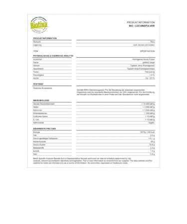 Lucumapulver Bio 200g | Pouteria Lucuma | Vegan & Additive-Free | Certified in Germany | Biotiva - Shop Internationally! - Buy Online on GoSupps.com