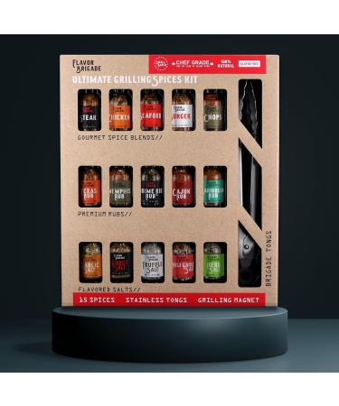 millhouse spice co - Ultimate Grilling Gift for Men - BBQ Accessories - Gourmet Spice Blends & Seasonings - Tongs, BBQ Magnet Meat Rubs - Unique Gift for Guys - Cooking Chefs - Ultimate 15 Spice Grilling Gift Set - Buy Online on GoSupps.com