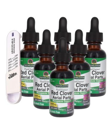 Nature's Answer Red Clover Extract 0.2 Pounds Alcohol-Free Menopause Support Includes Plastic Measuring Spoon Hormonal Balance Herbal Supplement 1 Fluid Ounce Pack of 6