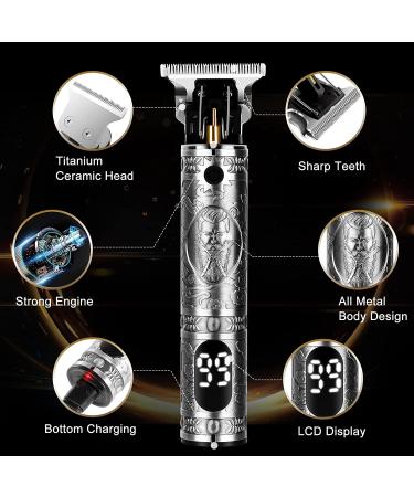 Professional Men's Hair Clippers - Zero Gapped Cordless Trimmer with LED Display - Vintage Silver - Buy Online on GoSupps.com