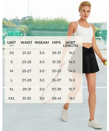 G4Free Women's Cross Waist Tennis Skirt with Shorts - Black, Small | Athletic Golf Skort with Pleats & Pocket - Buy Online on GoSupps.com