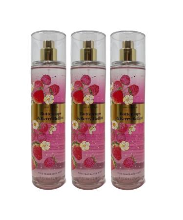 Bath and Body Work Buttercups & Berry Bellini 3 Pack Fine Fragrance Mist Bundle - Full Size