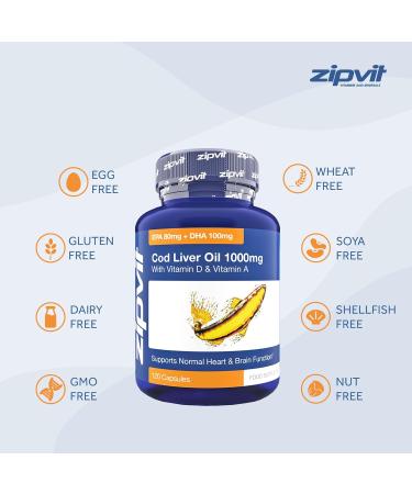 Cod Liver Oil 1000mg Softgels - EPA 80mg DHA 90mg - 4 Months Supply - Buy Online on GoSupps.com