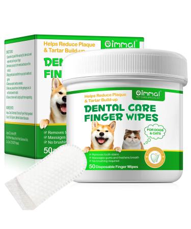 Dental Care tooth cleaning towels for dogs and cats 50 pieces pet french dental finger scenes one-time gentle cleaning and removal of plaque gum care and tartar