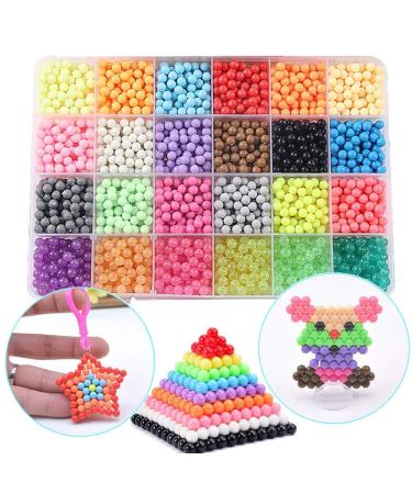 Funcool Beads Toy Fusible Beads Refill, 24 Colors Water Spray Beads Set Compatible with Beados Art Crafts Toys for Kids Over 3000 Classic and Jewel Beads