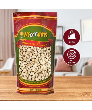 Premium Quality Kosher Raw Whole Cashews - 3 lbs | We Got Nuts | Oil-Free | Healthy Gourmet Snack - Buy Online on GoSupps.com