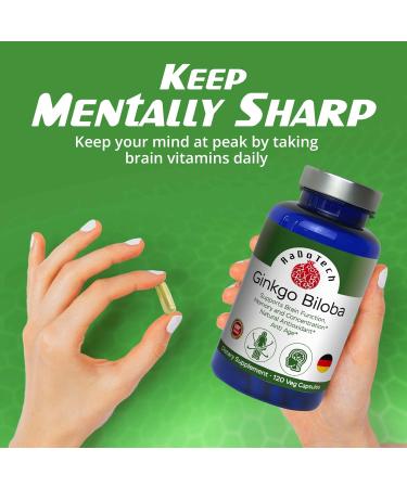 RaDoTech Ginkgo Biloba Memory Focus & Brain Function Support Antioxidant-Rich Plant-Based GMP Herbal Nootropic Vegetarian Capsules 120 Count (Pack of 1) - Buy Online on GoSupps.com