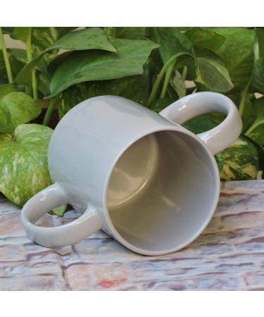 Double Handle Ceramic Mug - 350ml Grey Drinking Mug with Secure Grip for Comfort | Shop Internationally - Buy Online on GoSupps.com