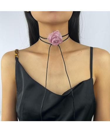 Southjieling 3D Rose Necklace - Versatile Collarbone Chain & Fashionable Violet Flower Accessory - Buy Online on GoSupps.com