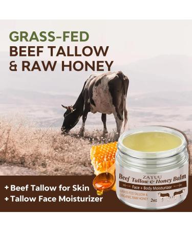 Beef Tallow & Honey Balm - All-Natural Moisturizer for Face & Body | Grass-Fed Tallow & Raw Honey Hydration - Buy Online on GoSupps.com