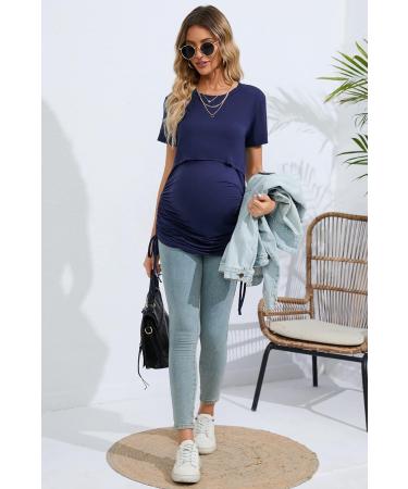 Sosolism 4 in 1 Maternity Nursing Dress - Women's Breastfeeding Short Sleeve Side Drawstring Top - Buy Online on GoSupps.com