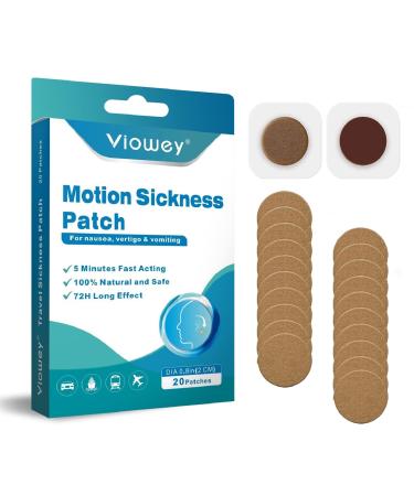 Viowey Motion Sickness Patch 20 Counts Sea Sickness Patch for Car and Boat Rides Cruise and Airplane Trips