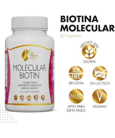 Coc March N.M.D Molecular Biotin - 10,000 mcg, Supports Healthy Hair and Nails - Gluten Free, Soy Free, Dairy Free, Paleo Friendly, Vegan, 60 Servings - Buy Online on GoSupps.com