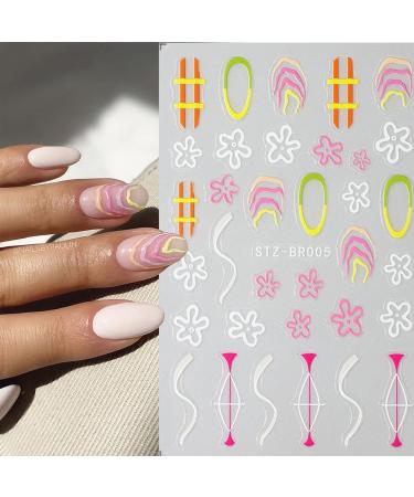 JMEOWIO 6 Sheets Flower Daisy Nail Art Stickers Decals Self-Adhesive Floral Spring Summer Nail Supplies Nail Art Design Decoration Accessories - Buy Online on GoSupps.com