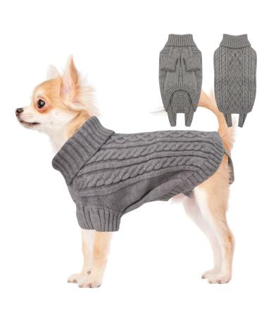 Lieedd dog sweater Small dog sweater winter warm dog sweater Christmas sweater dog fleece Christmas dog sweater clothing for French bulldog chihuahua gray s - back 28cm breast 40cm gray