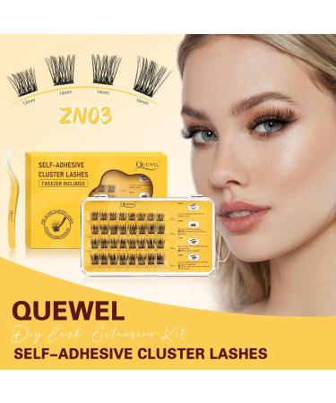 Pre-Glued -Cluster-Lashes QUEWEL Preglued-Eyelashes Natural Look No-Glue Needed Lash Clusters Reusable Lashes Self Adhesive for Beginner Easy to Apply DIY Lash-Extensions for Home Use(ZN-03) - Buy Online on GoSupps.com