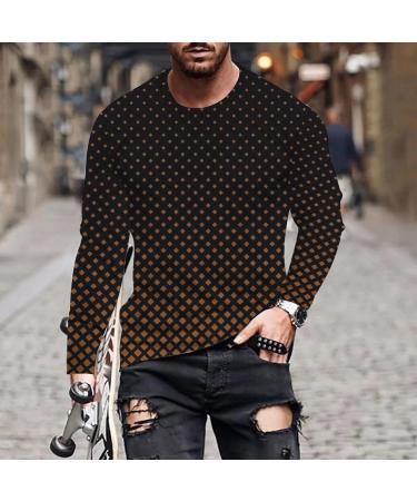 oelaio Men's Big and Tall Long Sleeve Graphic Tee Trendy 3D Print T-Shirts Funny Round Neck Athletic Gym Muscle Shirts Coffee - Buy Online on GoSupps.com