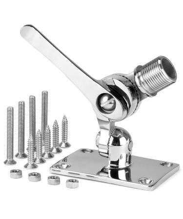 Marine VHF Antenna Mounts, Adjustable Base VHF Antenna Mount for Boat, 316 Stainless Steel, Heavy Duty, Include Installation Accessories Screws