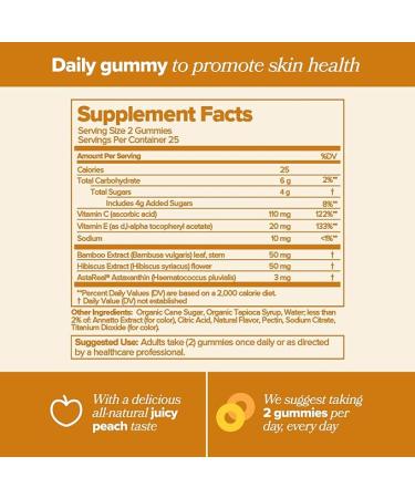 Retro Gummy Glowing Skin Vitamins for Collagen - Astaxanthin  Vitamin E  Bamboo Extract  Hibiscus & Vitamin C - 50 Vegan Gummies for Smooth Skin & Hydration - Buy Online on GoSupps.com