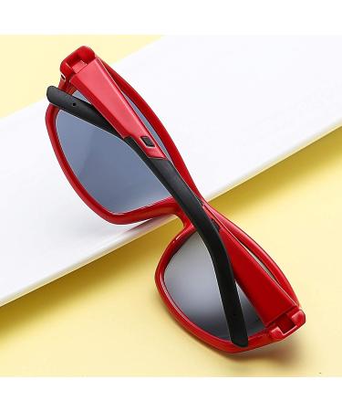 DUCO Polarized Sunglasses for Kids - UV400 Protection Flexible Rubber Red/Black | Boys & Girls - Buy Online on GoSupps.com