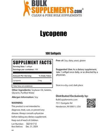 Lycopene Softgels - Antioxidant Support Dietary Supplement - 2 mg per Serving - 100-Day Supply, 100 Softgels - Buy Online on GoSupps.com
