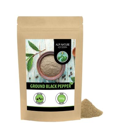 Black pepper ground (500g 1.1lb) black pepper ground 100% natural without additives vegan black peppercorns 500 g (Pack of 1)
