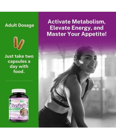 Herbal Slim Forskolin Extract Supplement - Extra Strength Coleus Forskohlii Capsules for Weight Loss and Health Benefits 20% Standardized and Pure Forskolin Root Herb Vegan Non-GMO Gluten-free Soy-free Dairy-free (60 Veggie capsules) - Buy Online on GoSupps.com