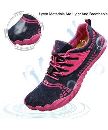L-RUN Athletic Water Hiking Shoes | Beach Sports Shoes for Women Men | Navy Pink | Size 7.5 Women/6 Men - Buy Online on GoSupps.com