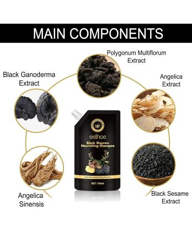  Utapossin Polygonum Multiflorum Shampoo 2 Pack Black Shampoo for Hair Growth Shampoo Anti Hair Loss Reduction Excessive Hair Loss Stimulation - Buy Online on GoSupps.com