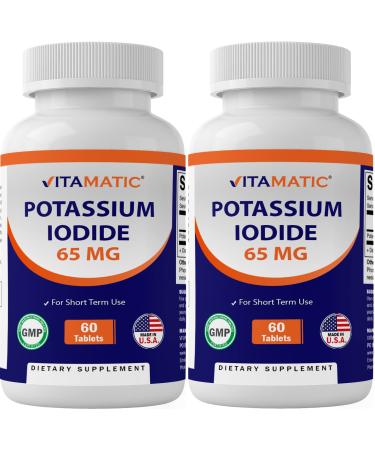 Vitamatic Potassium Iodide 65 mg per Serving - 60 Tablets - Thyroid Support - KI Pills (60 Count (Pack of 2))